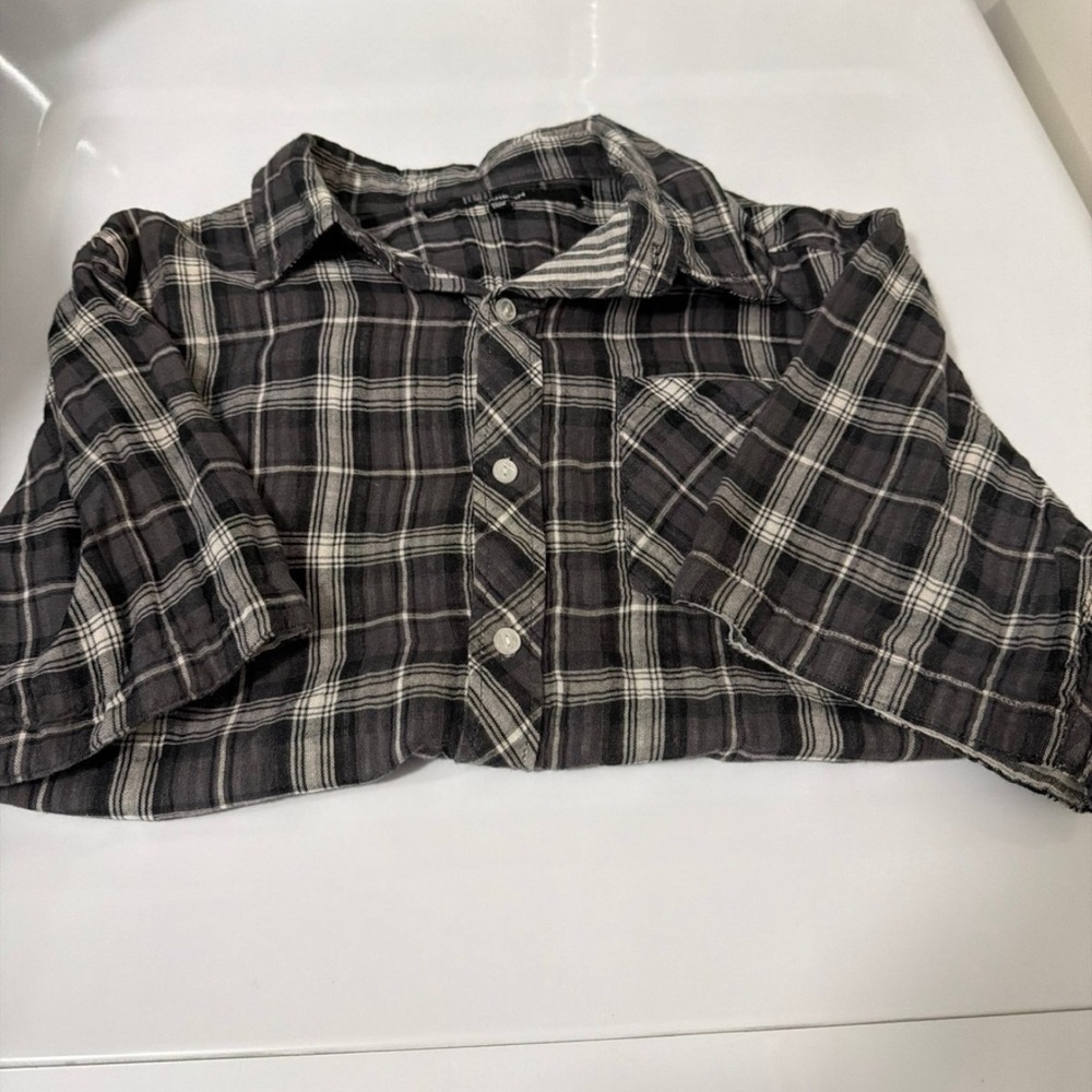 Carbon Black and White Plaid Shirt